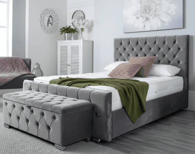 Florida Diamond Ottoman Bed 2 UK - Detail view of premium ottoman bed from Newcastle Beds UK